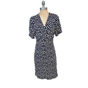 Lilly Pulitzer Womens Navy & White Citrus Print Wrap Dress Silk Size 14
